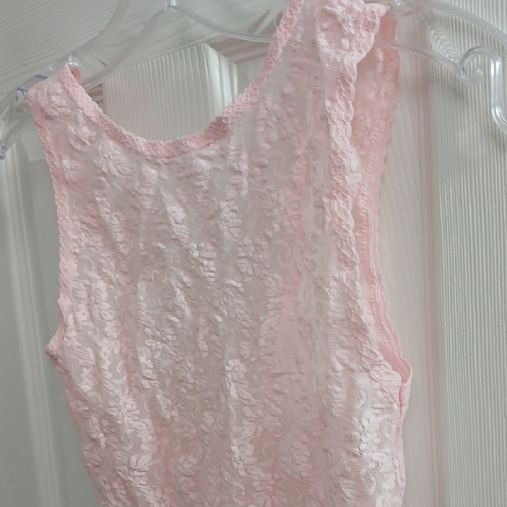 Vintage‎ Pink Floral Lace One Piece Bodysuit Size M Feminine Sheer - Picture 5 of 14